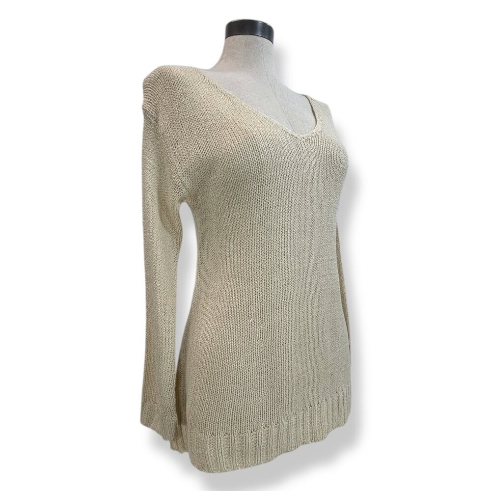 PPLA Camilla Sweater Sz M Long Sleeve Knit Vneck Tunic Pullover Sweater Cozycore